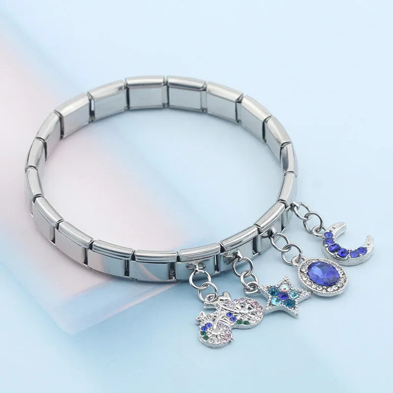 New Heart Star Moon Unicorn Flower Owl Butterfly Lightning Italian Charm Fit 9mm Bracelet Bangle Jewelry